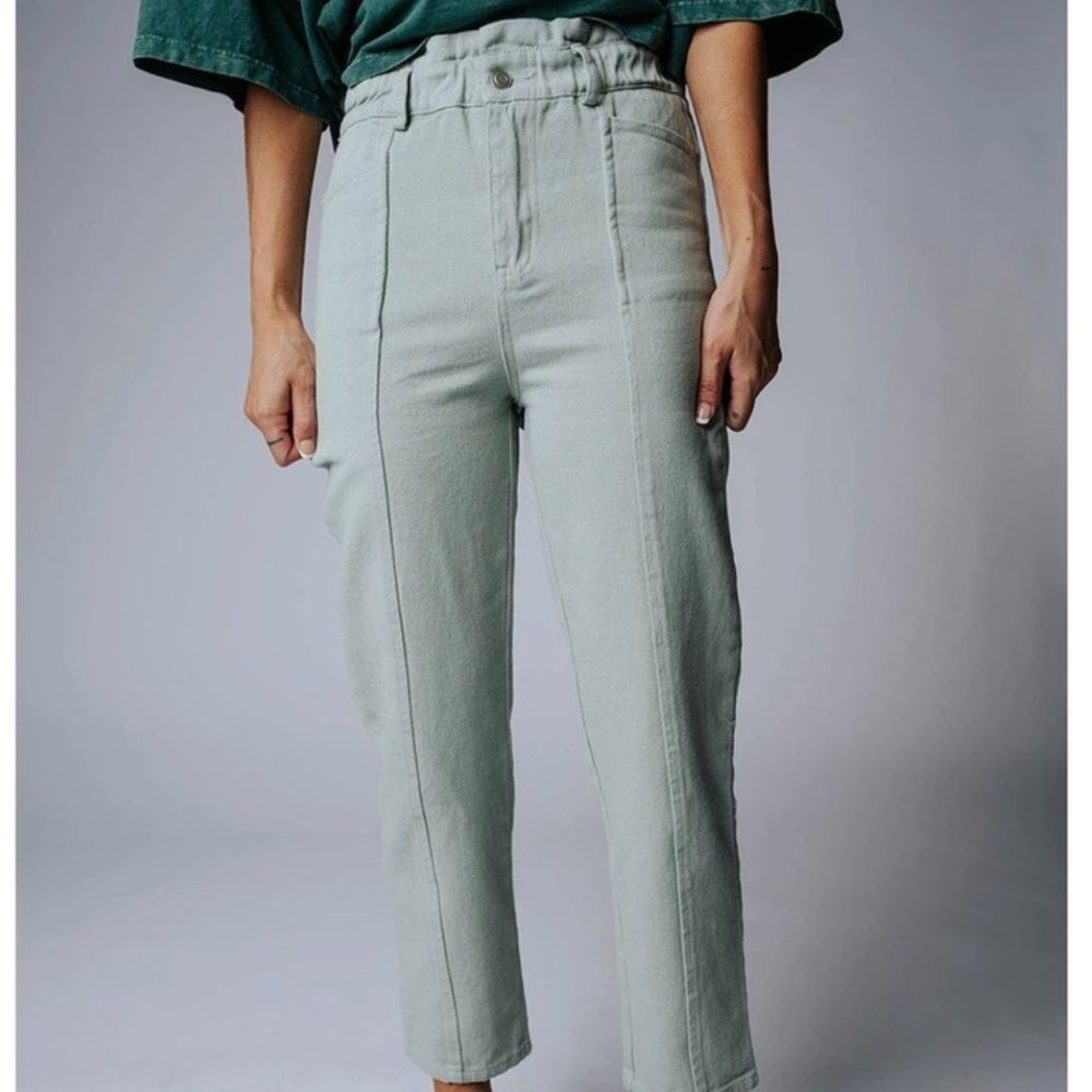 Paperbag highwaisted cropped mint pants